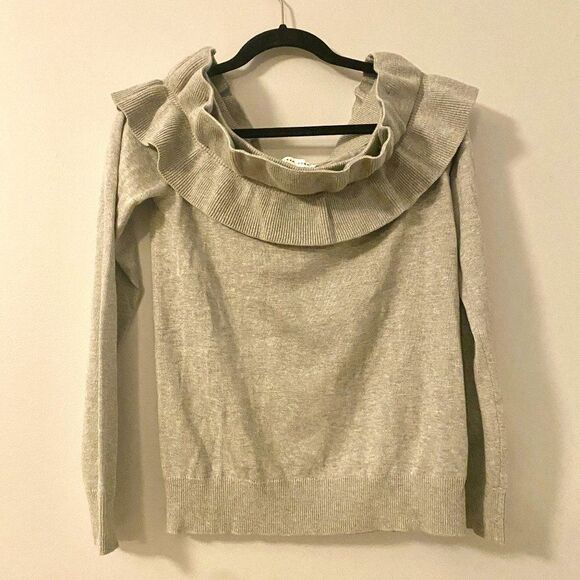 Endless Rose Ruffled Off-the-Shoulder Sweater Gray Size S - Picture 2 of 10